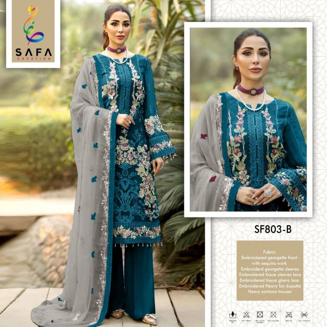 SF PK 803 By Safa Embroidery Georgette Pakistani Suits Wholesale Market In Surat